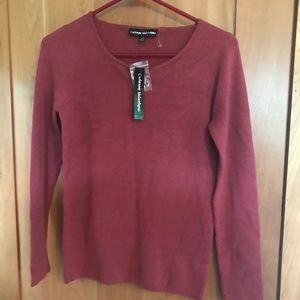NWT new Catherine malandrino Maroon sweater with sleeve detail medium